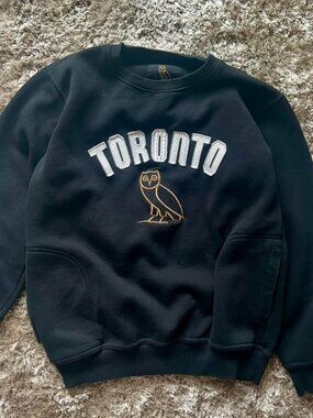 Toronto Owl Drake Crewneck Pullover Sweater Men’s Medium Embroidered Black